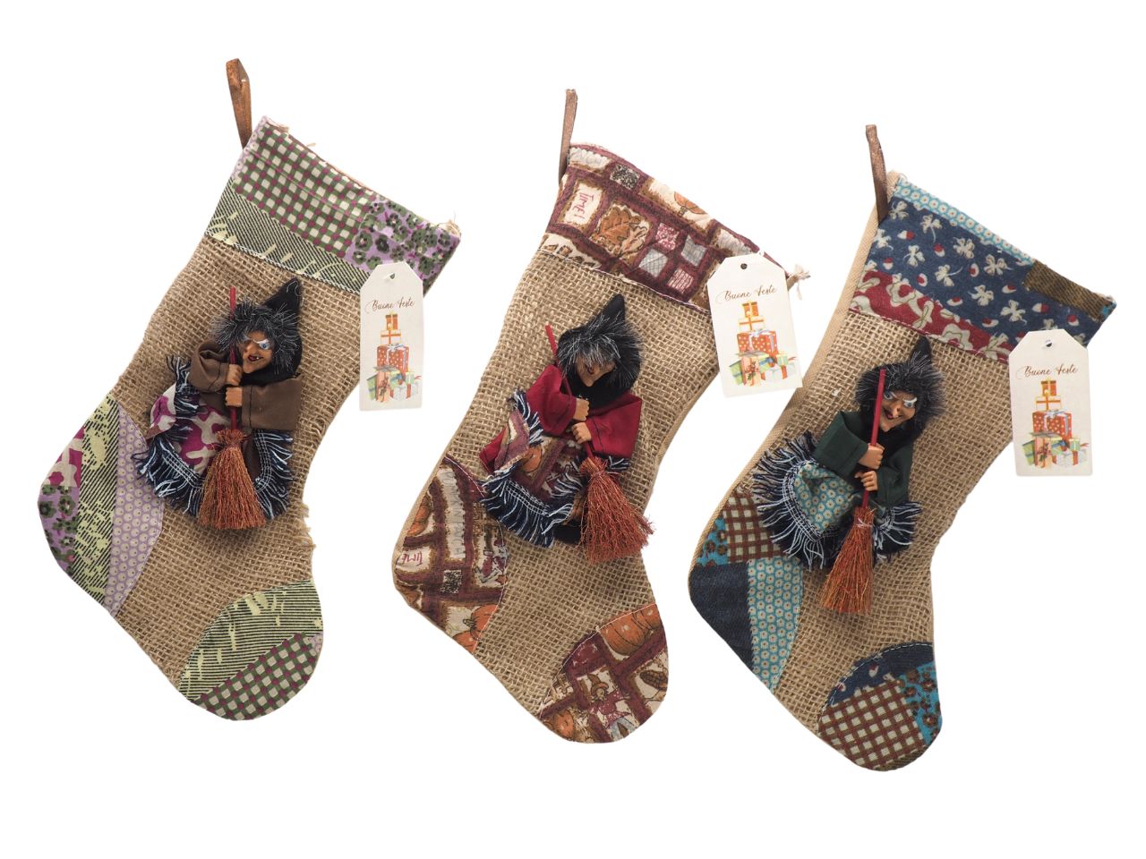 Calza con befana 38cm assortite