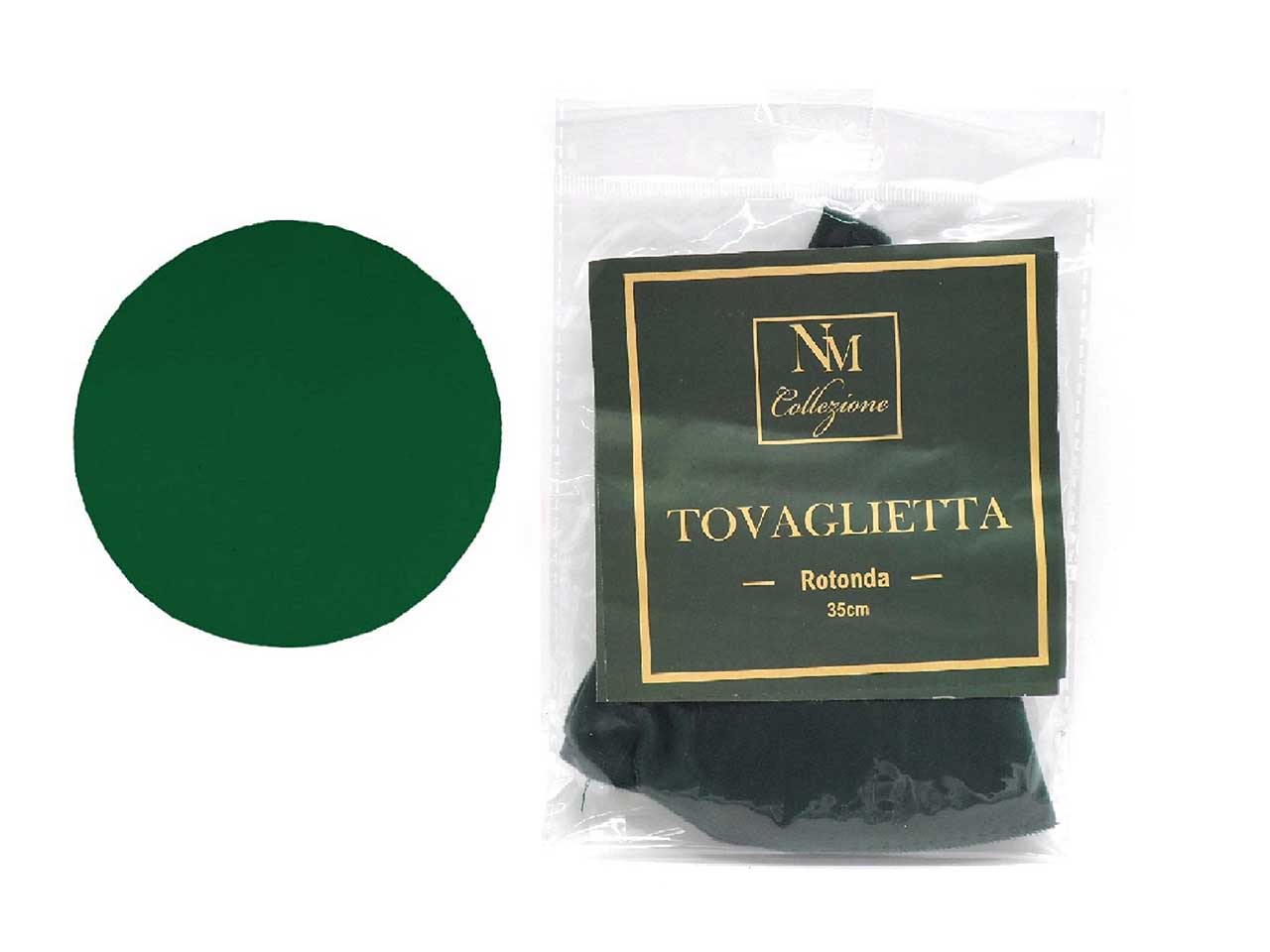 Tovaglietta natalizia rotonda in velluto di colore verde 35cm