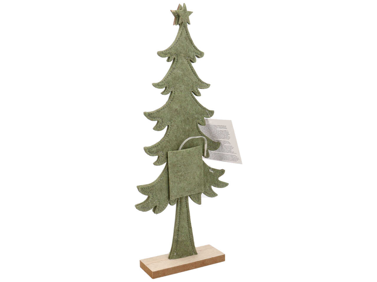 Albero di natale in panno con base legno h.41x19x5cm