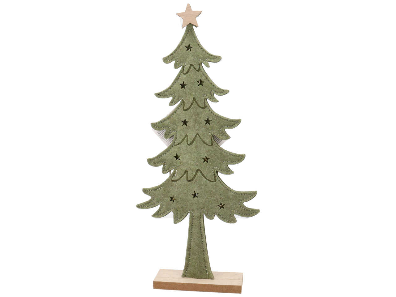Albero di natale in panno con base legno h.41x19x5cm