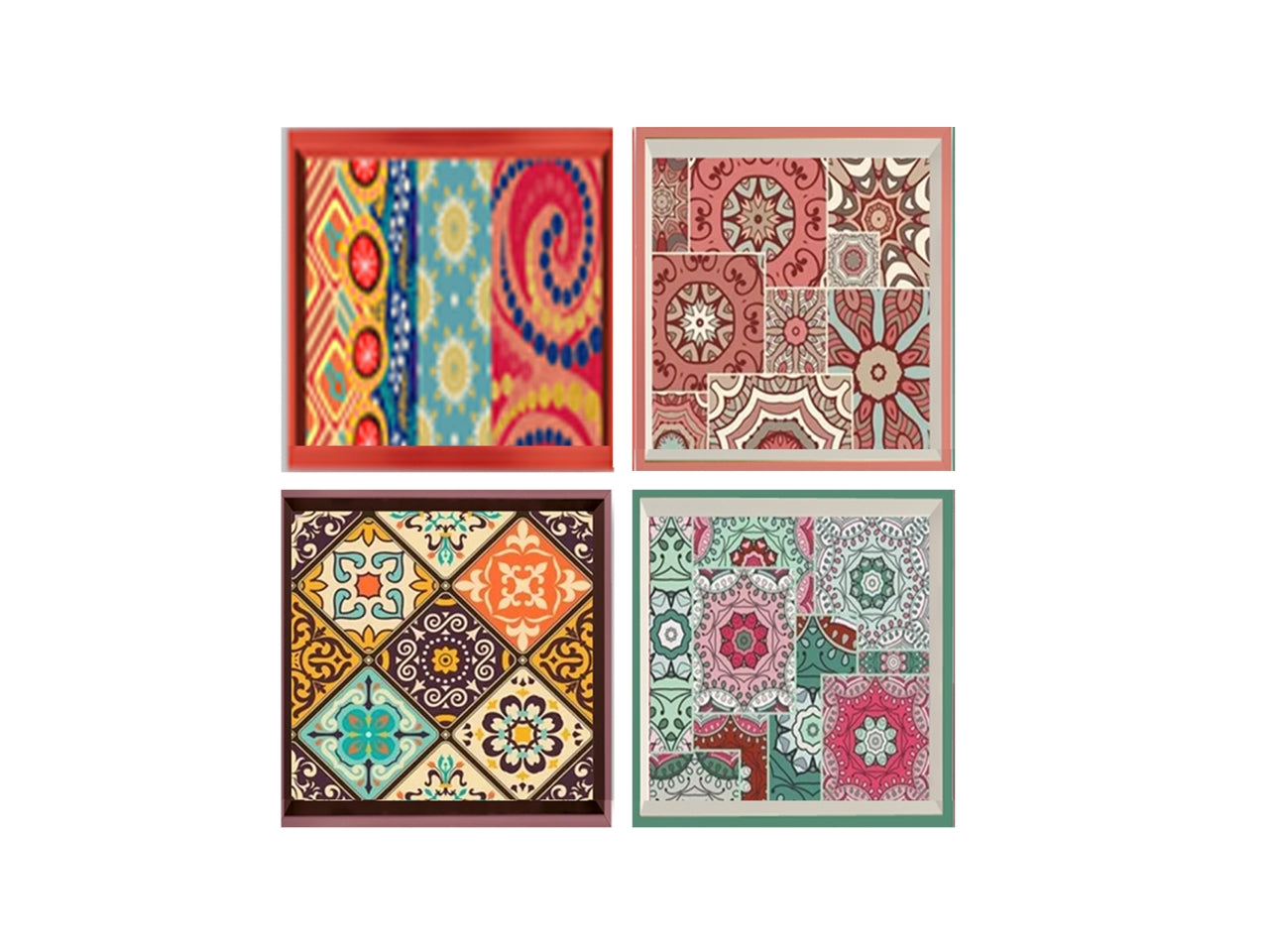 Vassoio in mdf quadrato con bordo 30x30x3,5cm in 4 assortimenti