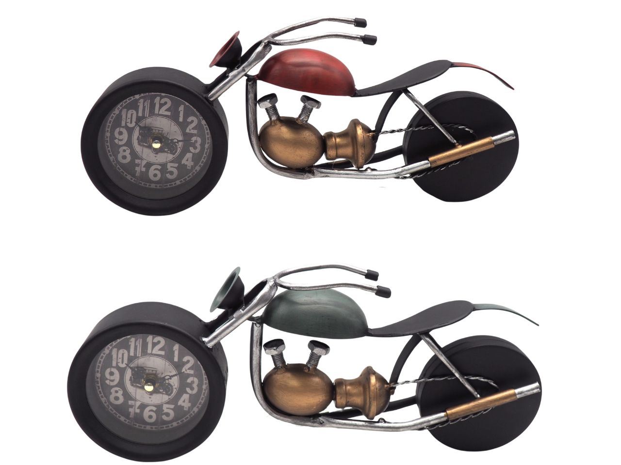 Orologio metallico motocicletta da tavolo in 2 colori assortiti