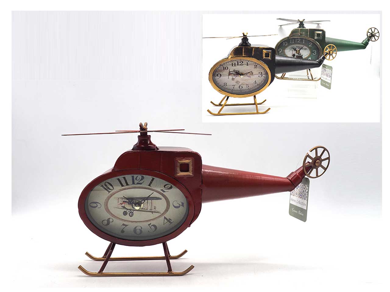 Orologio metallico elicottero da tavolo in 3 colori assortiti