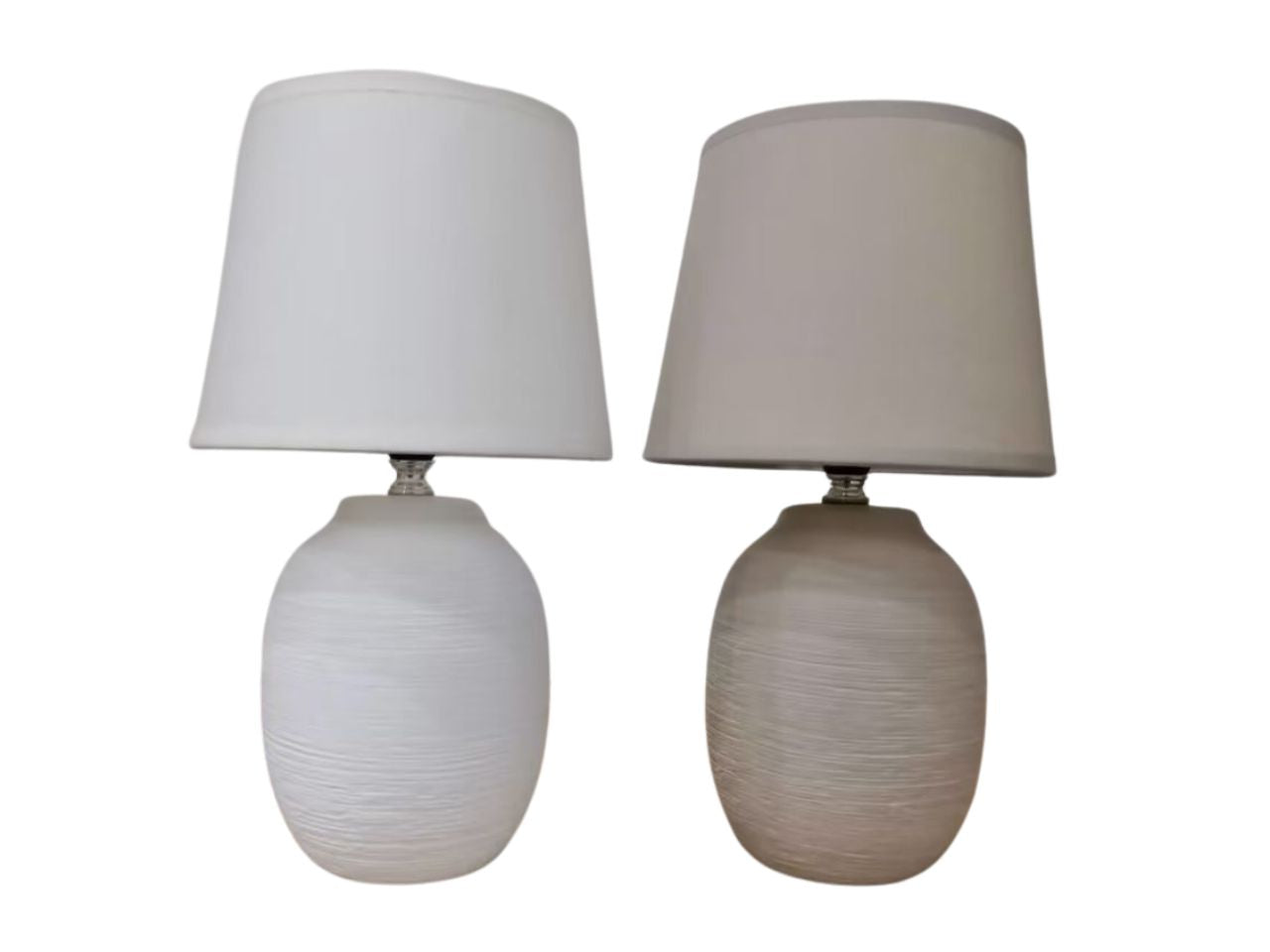 Lampada da tavolo bianco e tortora stile moderno con paralume in tessuto 34 cm - Creare Italia