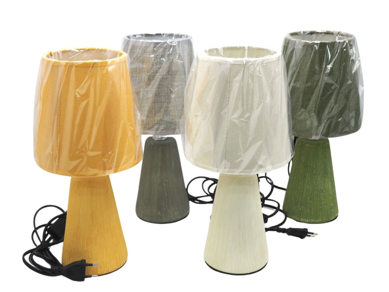 Lampada da tavolo 4 colori assortiti stile moderno con paralume in tessuto 30 cm - Creare Italia