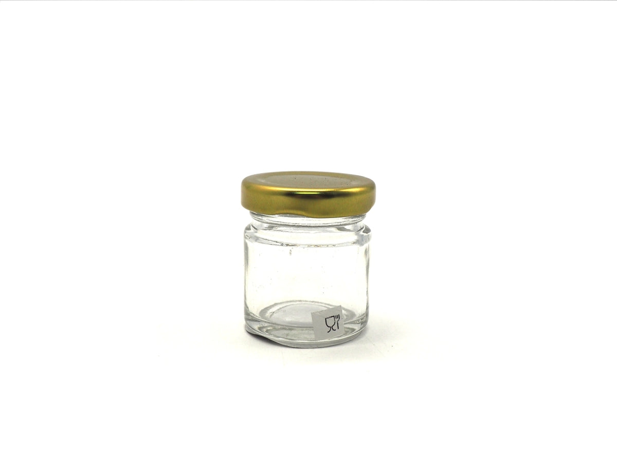 Barattolino in vetro h.5x4,5cm con tappo di metallo oro