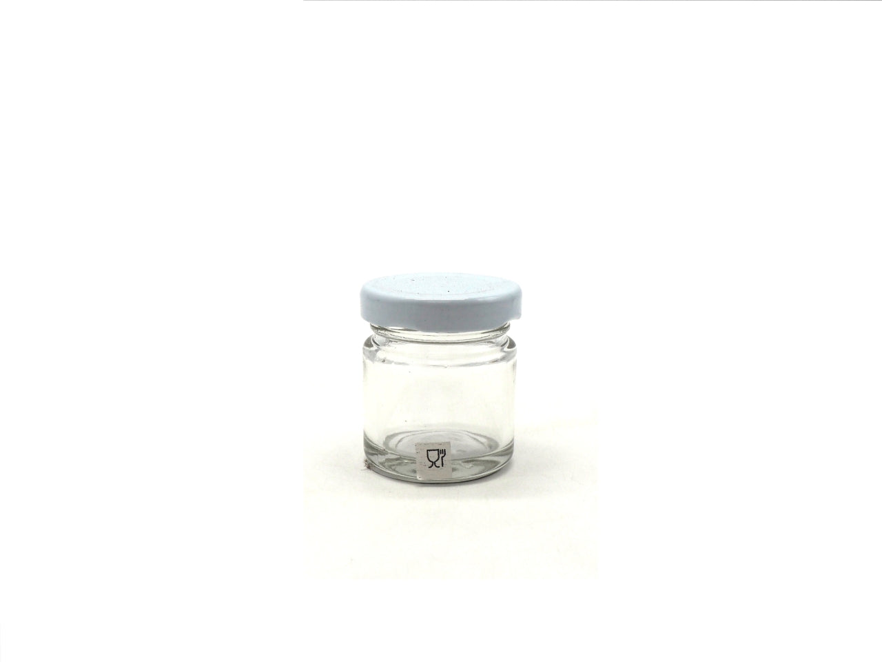 Barattolino in vetro h.5x4,5cm con tappo di metallo bianco