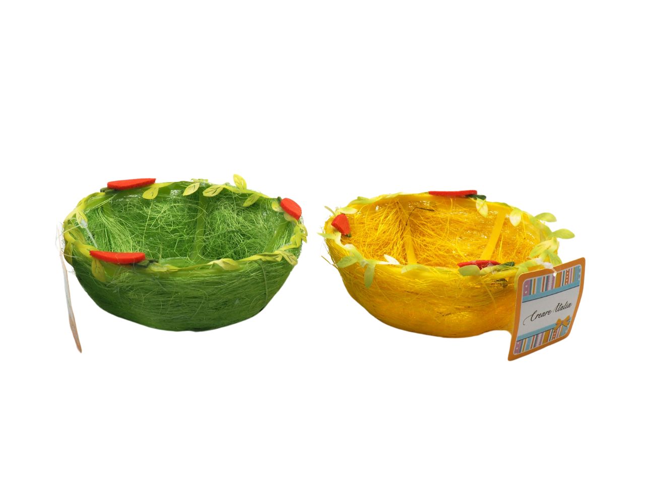 Linea impagliata cestino con carote d.14cm 2 assortimenti