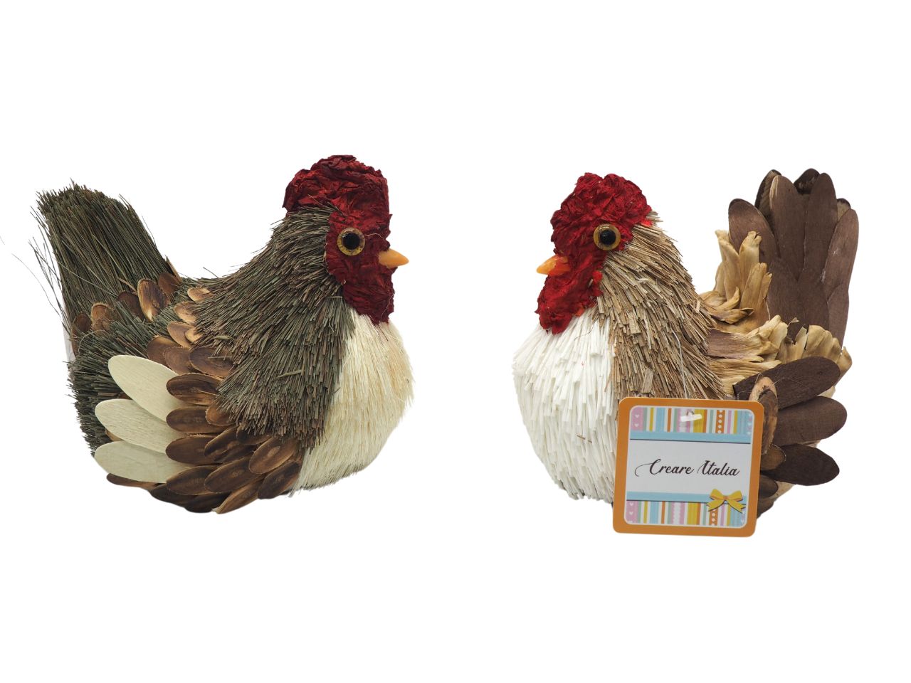 Linea impagliata gallina h.13x15x11cm 2 assortimenti