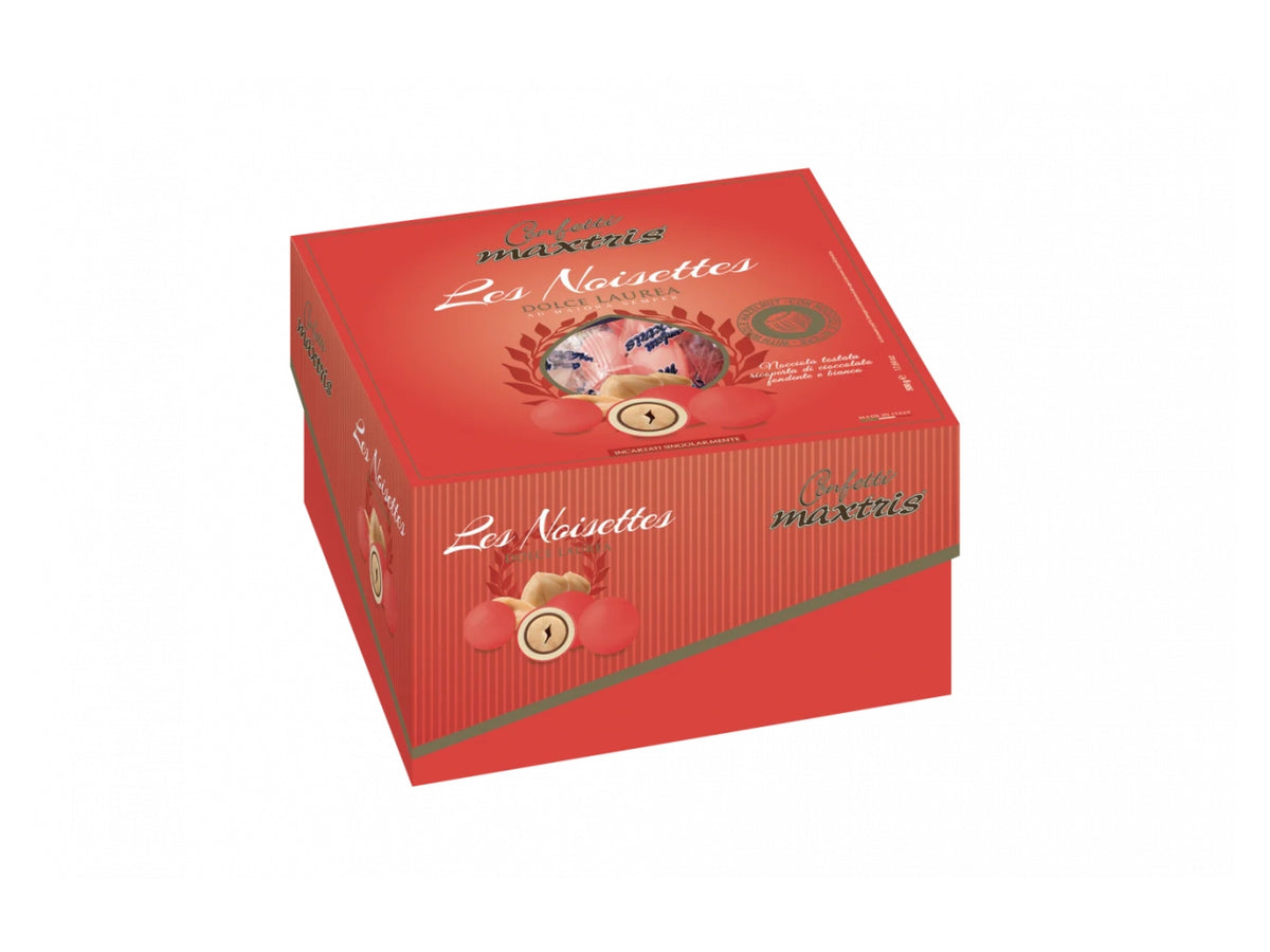 Confetti Maxtris Dolce Laurea Rosso ricoperti di cioccolato fondente e bianco per bomboniere - Les Noisettes - 500gr