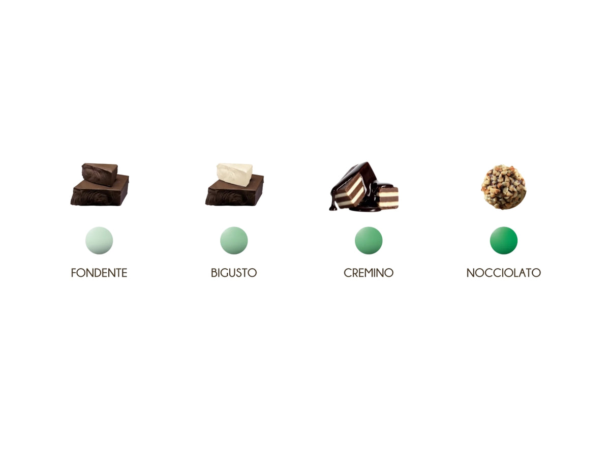 Confetti Maxtris Sfumati Verde ai gusti cremino, cioccolato bianco , fondente e nocciolato per bomboniere di 18 anni - Les Noisettes - 1kg