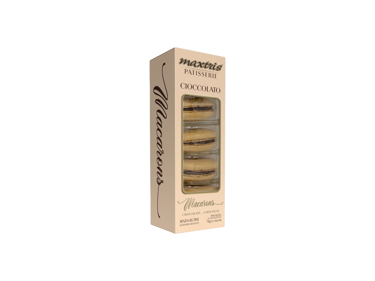 Macarons Maxtris al gusto di Cacao per bomboniere - Tortora - 5 pezzi - 78gr