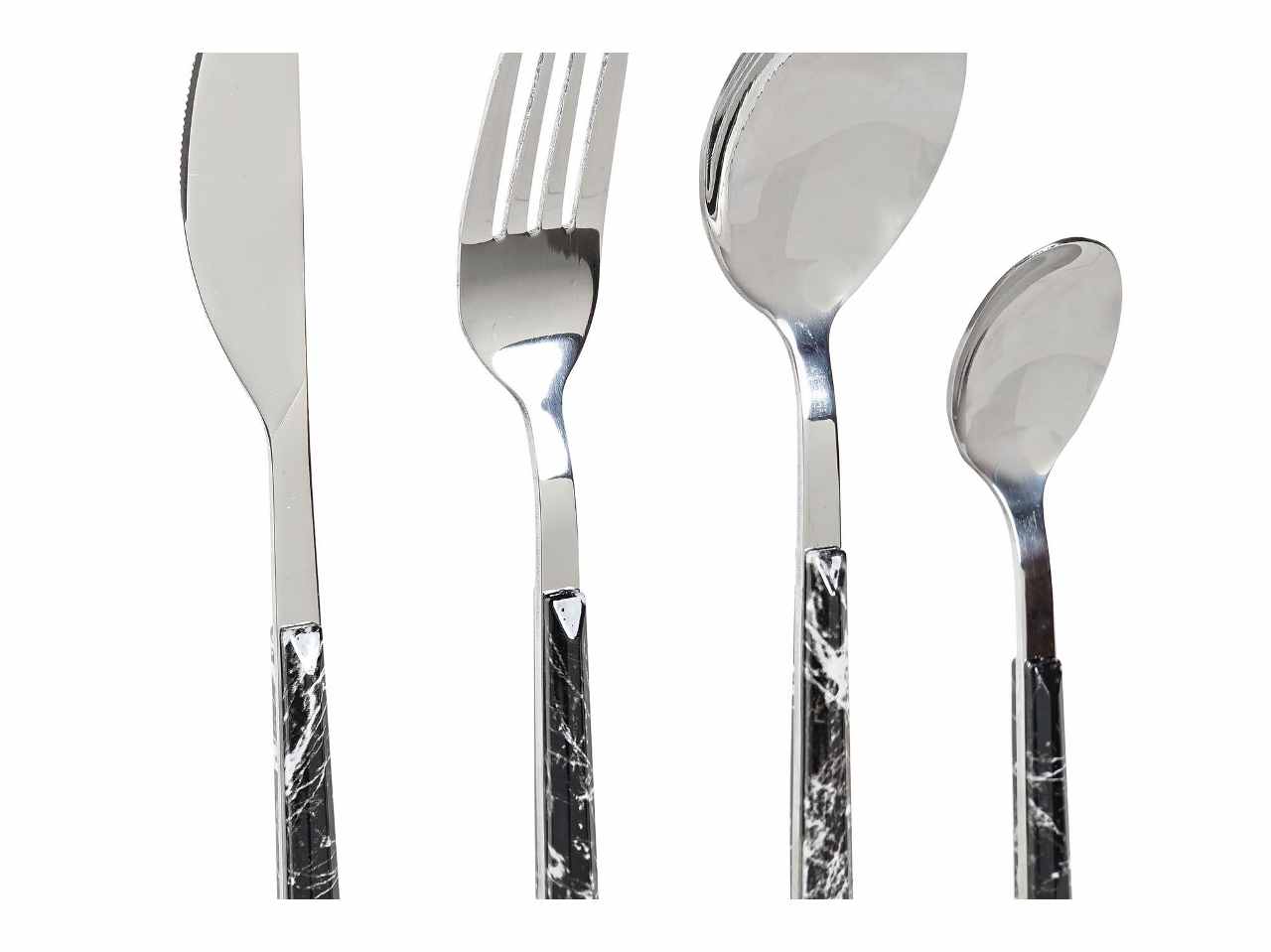 Posate inox 16 pezzi eff.marmo nero pc-191624