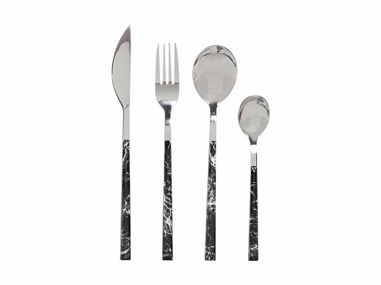 Posate inox 16 pezzi eff.marmo nero pc-191624
