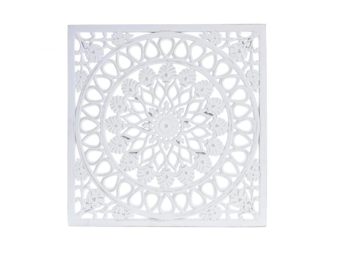 Decorazione rosone quadrato da parete boho bianco 40x40x1,5 cm - Item