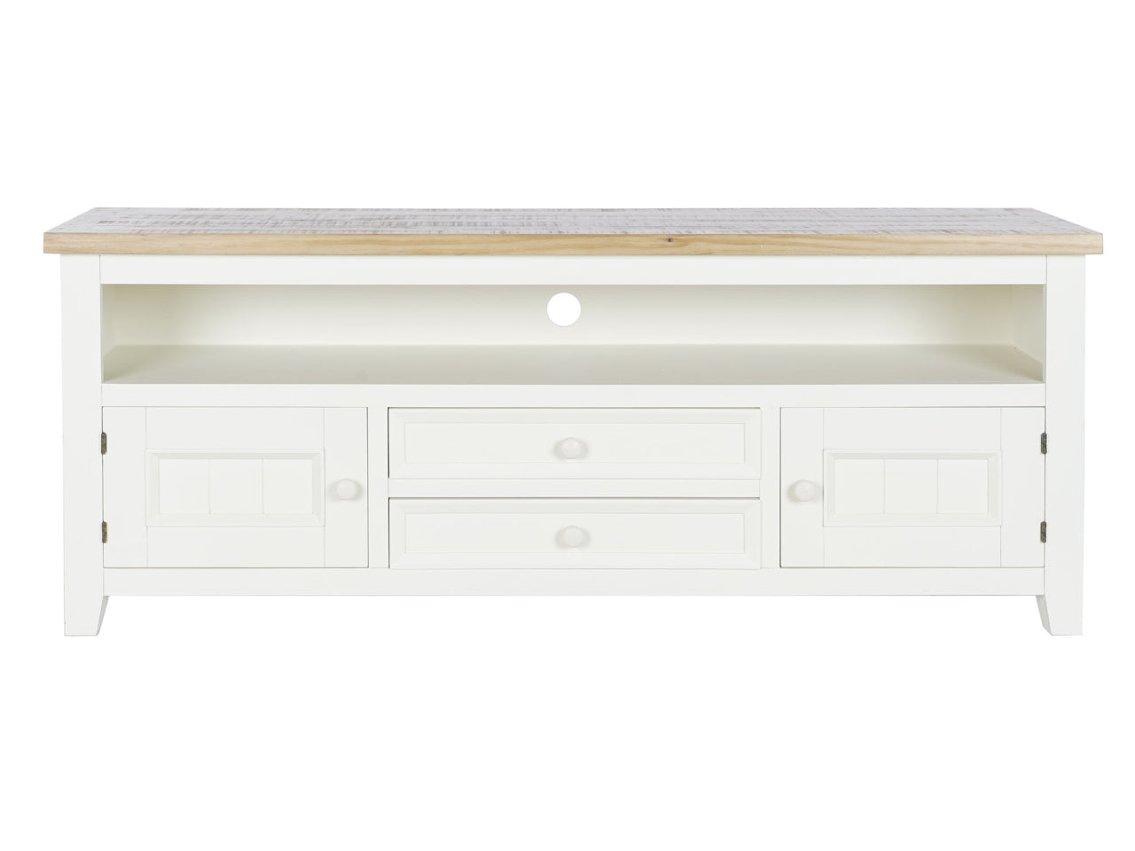 Mobile porta tv in paulownia misura 134,5x35x55cm con 2 cassetti colore beige