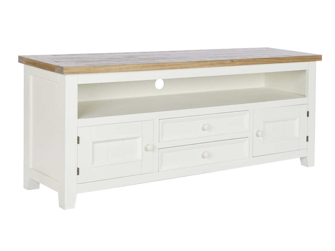Mobile porta tv in paulownia misura 134,5x35x55cm con 2 cassetti colore beige