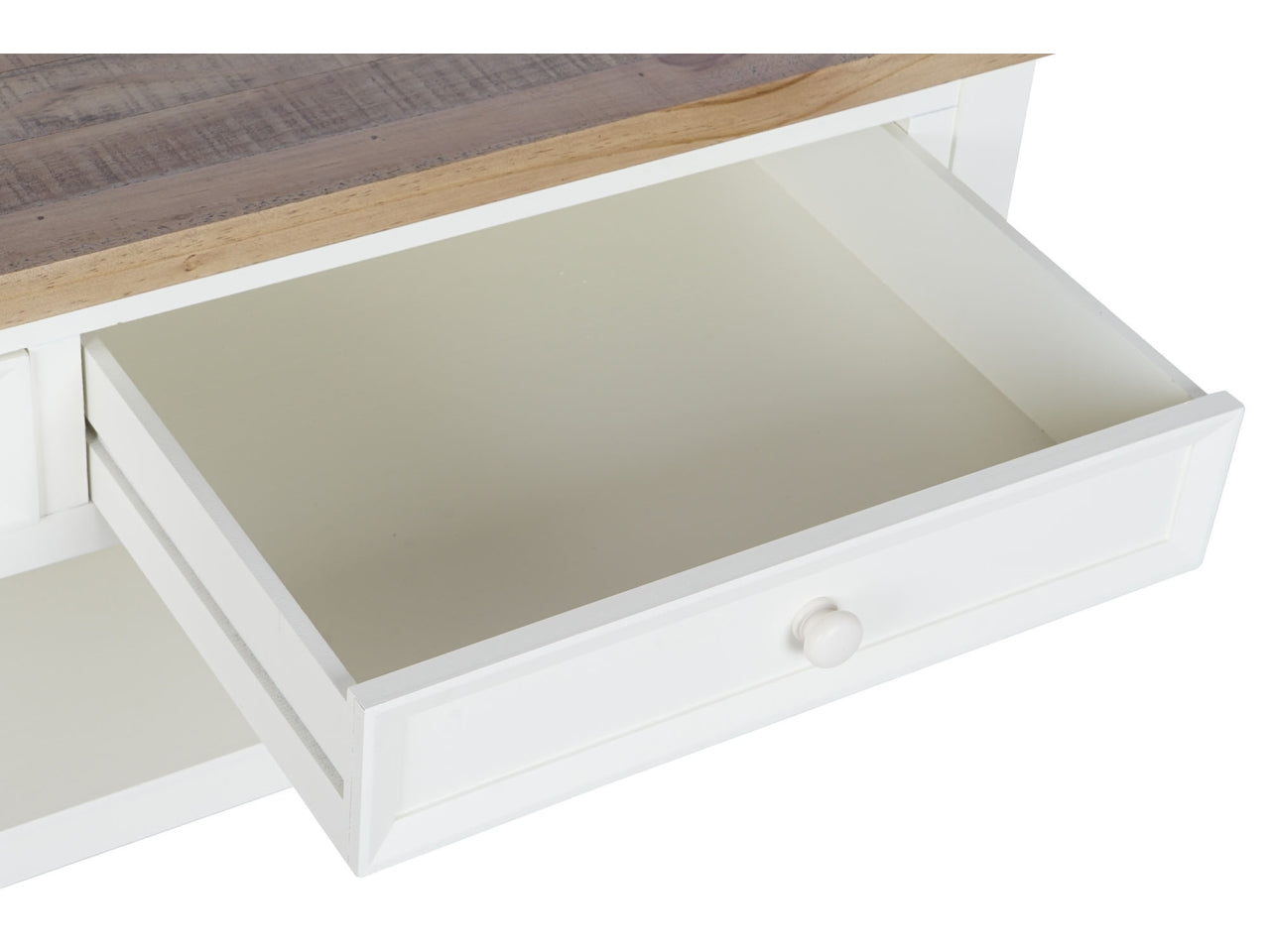 Mesa cafe in paulownia misura 114x60x46cm con 2 cassetti colore beige