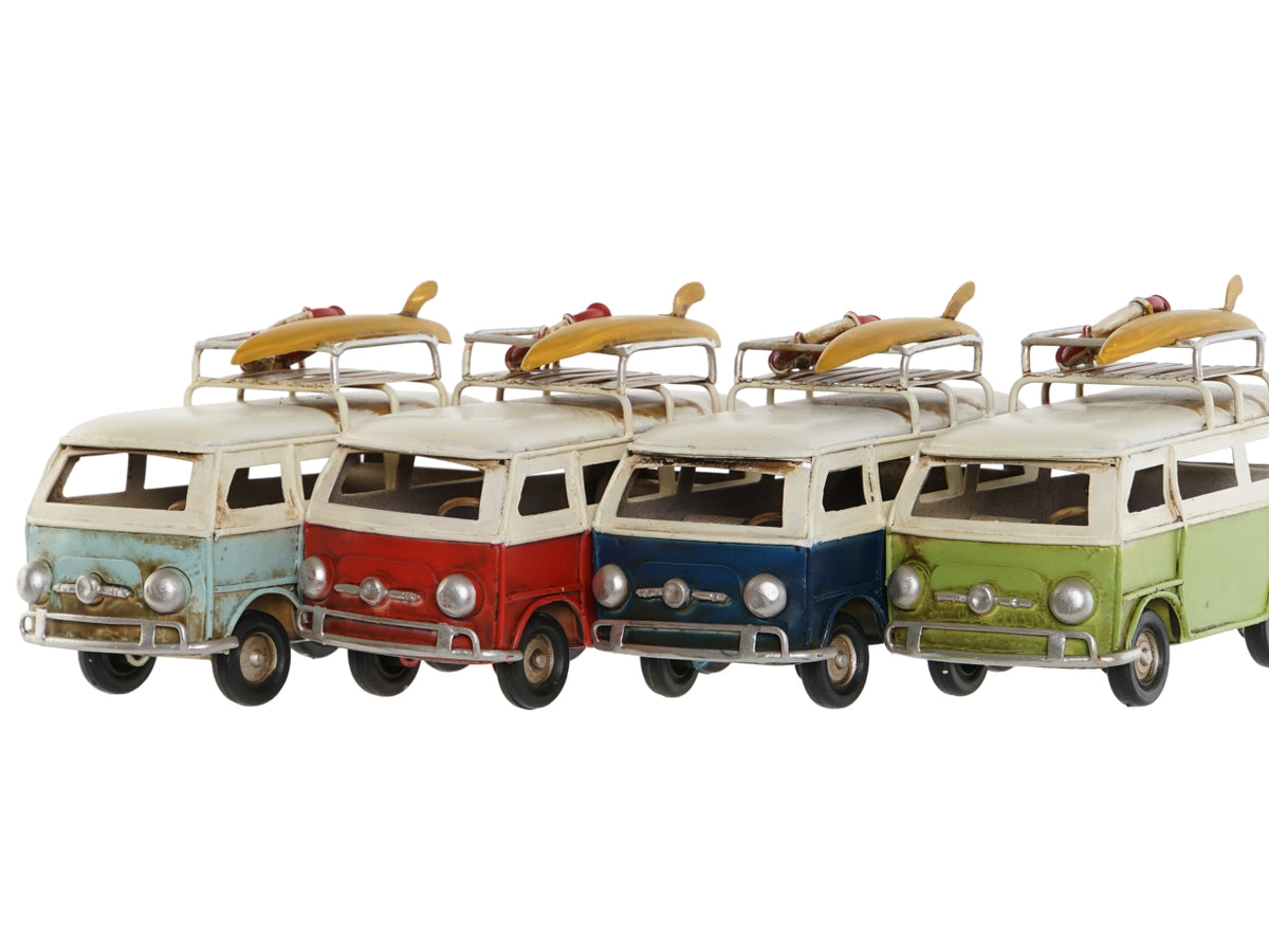 Modellino decorativo pulmino simil Volkswagen vintage in metallo 2 colori assortiti - Item