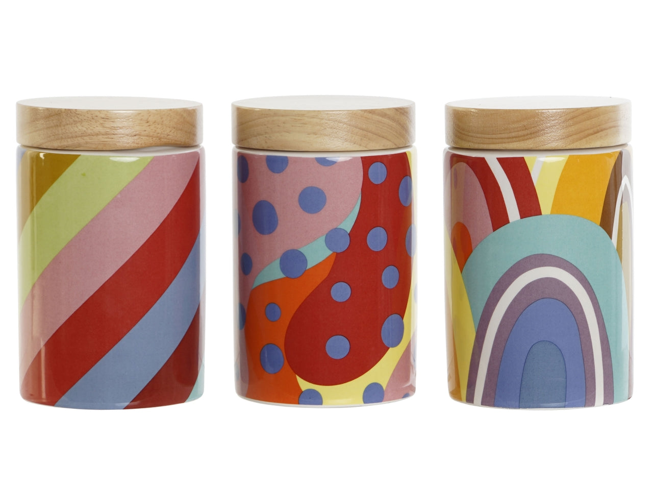 Barattolo decorativo moderno in dolomite multicolor a fantasia geometrica 10x10x16 cm, 1l - Item