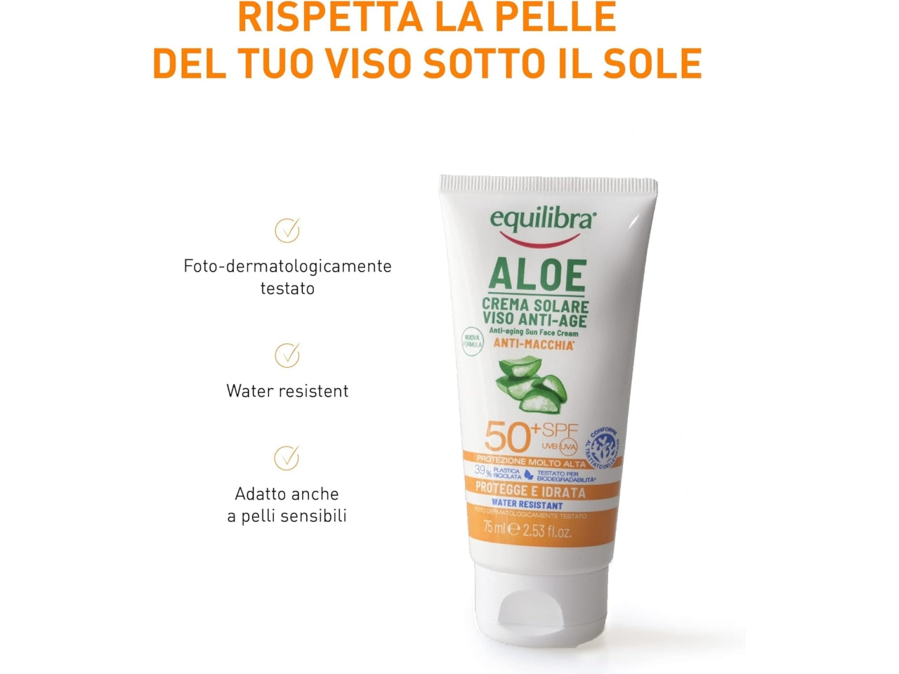 Equilibra crema solare viso anti-age spf 50+ 75ml