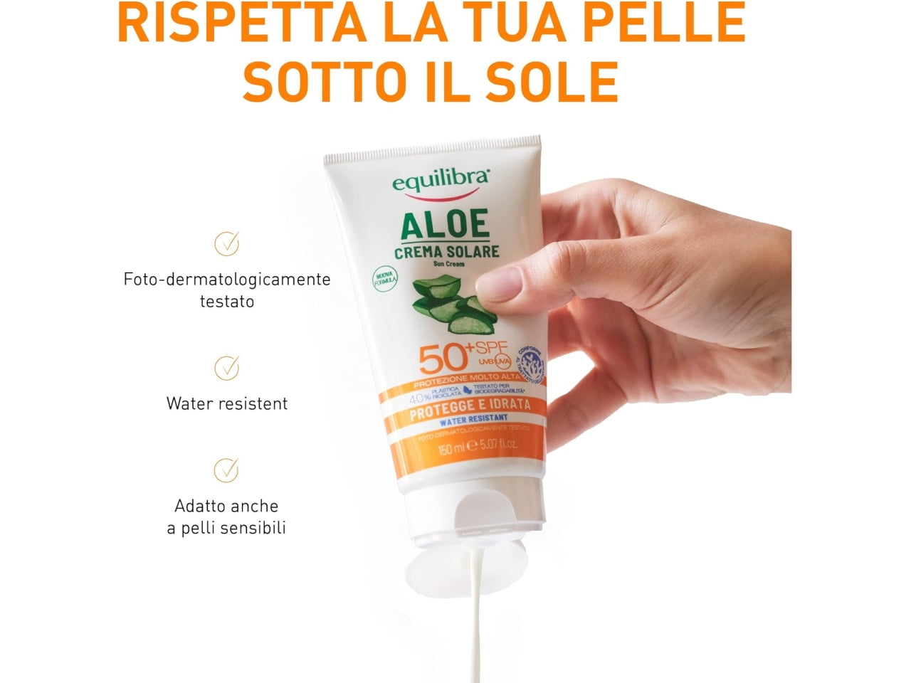 Equilibra crema solare aloe spf 50+ 150ml