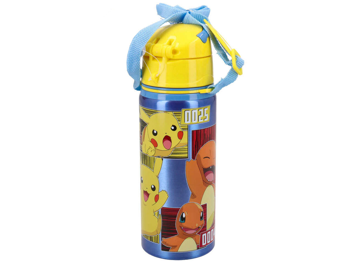 Borraccia Pokemon in alluminio 600 ml con tracollina regolabile 7x22 cm