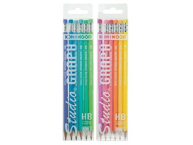Matita hb studio graph 6 pezzi colorate