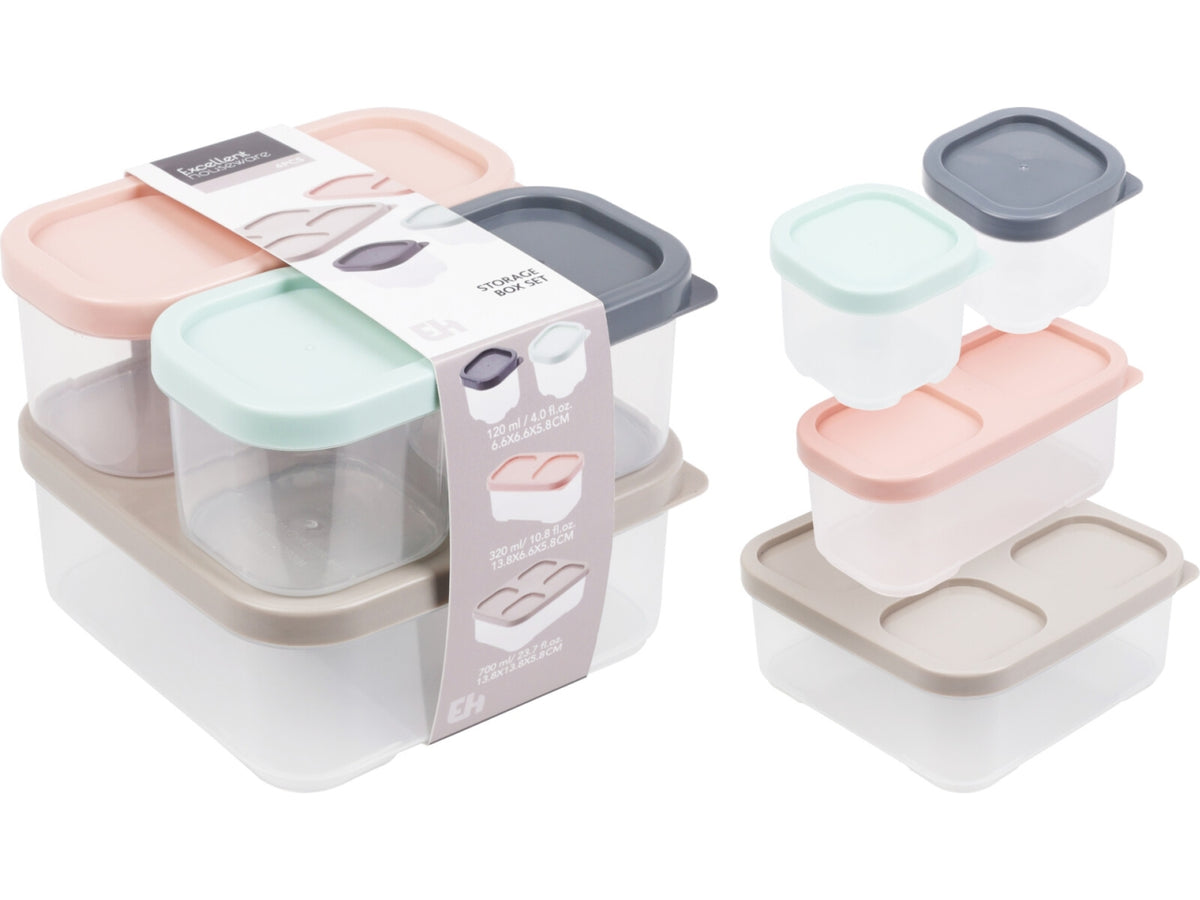 Set 4 box contenitori in plastica colorati