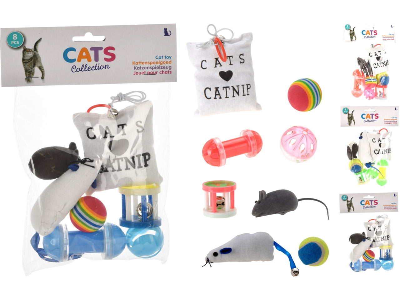 Set 8 giochi per gatti in colori assortiti