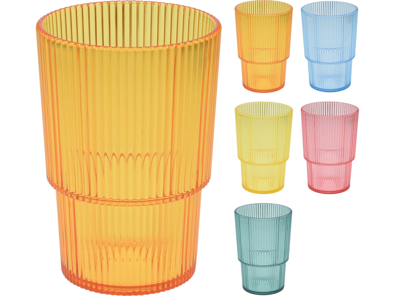 Bicchiere in ps 475ml 9x13cm - colori assortiti $