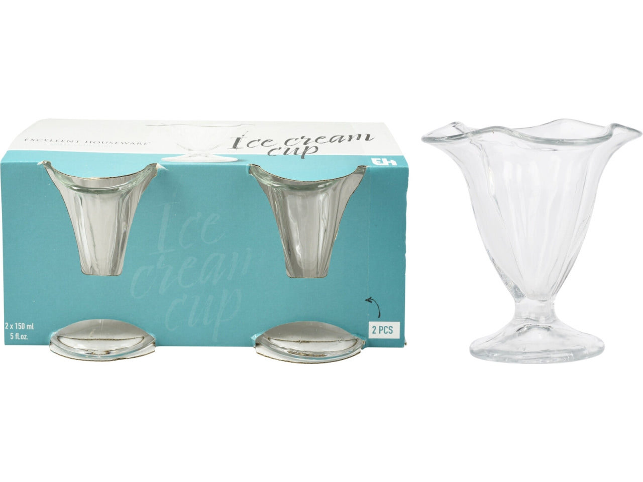 Set 2 pezzi coppe gelato in vetro 12x12cm