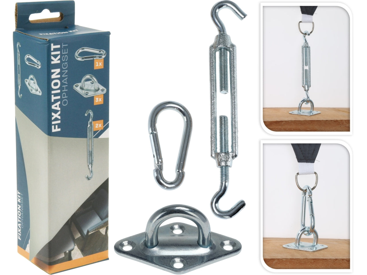 Kit fissaggio telo ombra formato da 6 pezzi