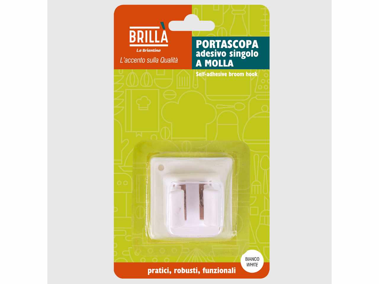 Portascopa adesivo a molla singolo bianco $