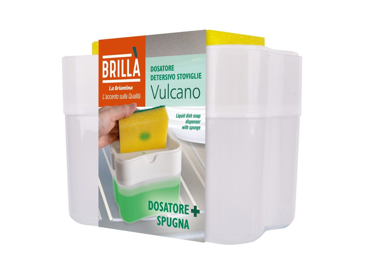 Set dosatore vulcano + spugna per detergente stoviglie