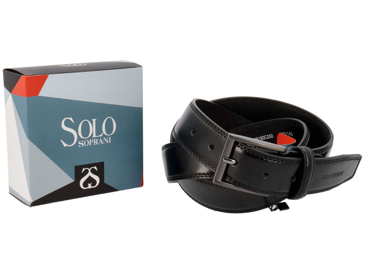 Solo Soprani cintura da uomo in pelle nero