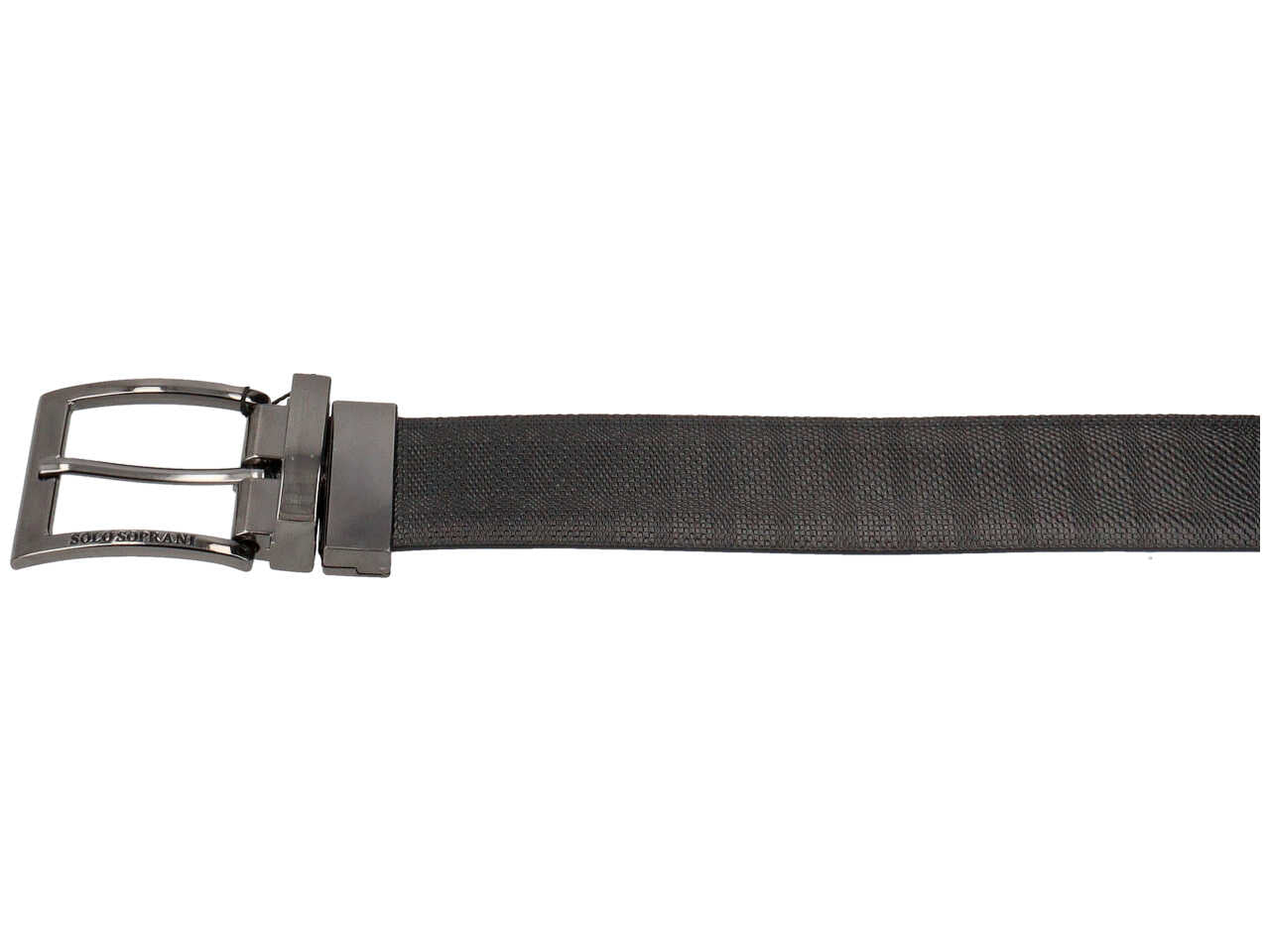 Cintura da uomo nero in pelle reversibile con decoro liscio e lavorato, larghezza 3,5 cm in taglie assortite dalla 115 alla 130 - Solo Soprani
