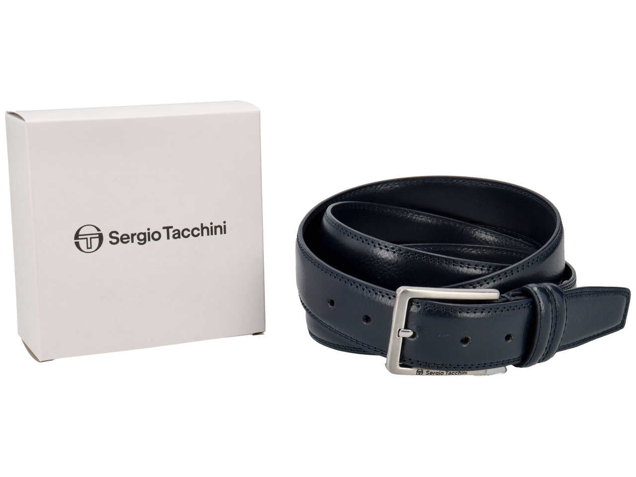 Cintura da uomo blu in pelle martellata, altezza 3,5 cm in taglie assortite dalla 115 alla 130 - Sergio Tacchini