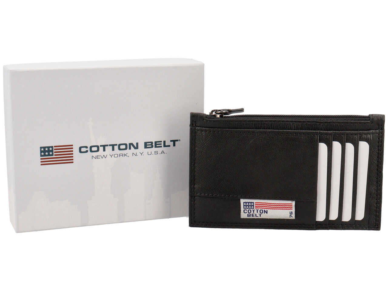 Porta carte di credito da uomo in pelle nera 13x8 cm - Cotton Belt
