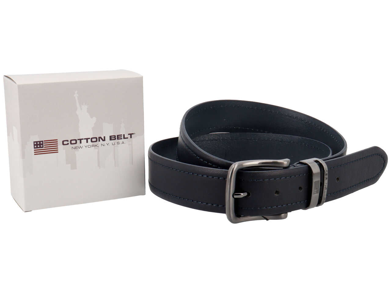 Cintura da uomo blu in pelle e rigenerato di cuoio - Cotton Belt