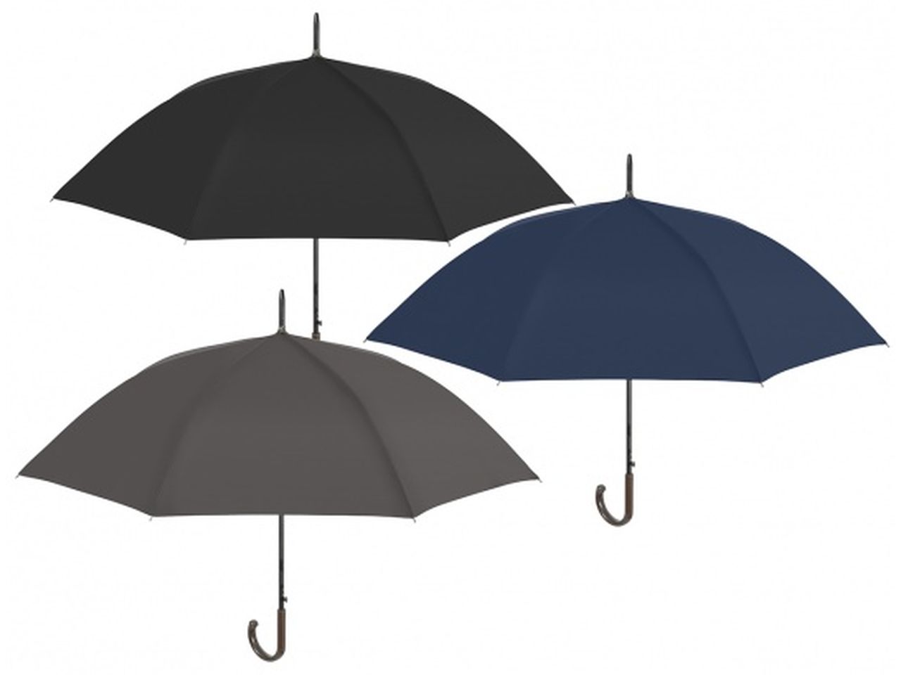 Ombrello golf da uomo 65cm con apertura automatica nero blu e grigio
