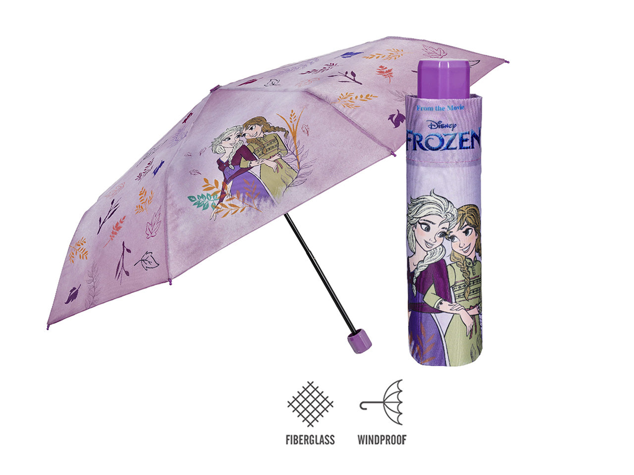 Ombrello mini con apertura manuale 50cm antivento fantasia frozen 2
