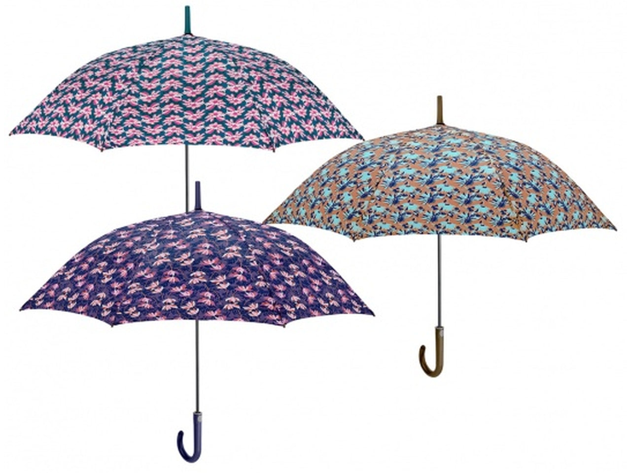 Ombrello da donna con apertura automatica 3 colori assortiti floreale - Perletti
