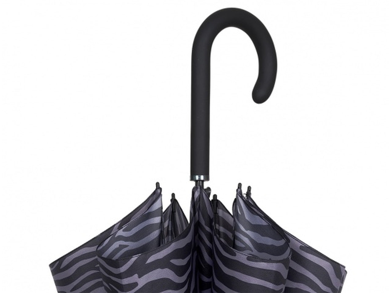 Ombrello da donna con apertura automatica nero e blu fantasia animalier - Perletti