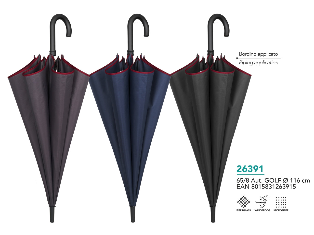 Ombrello da uomo con apertura automatica in 3 colori assortiti - Perletti