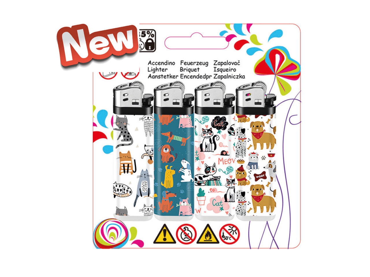Accendino fiery animal la confezione contiene 4 accendini assortiti