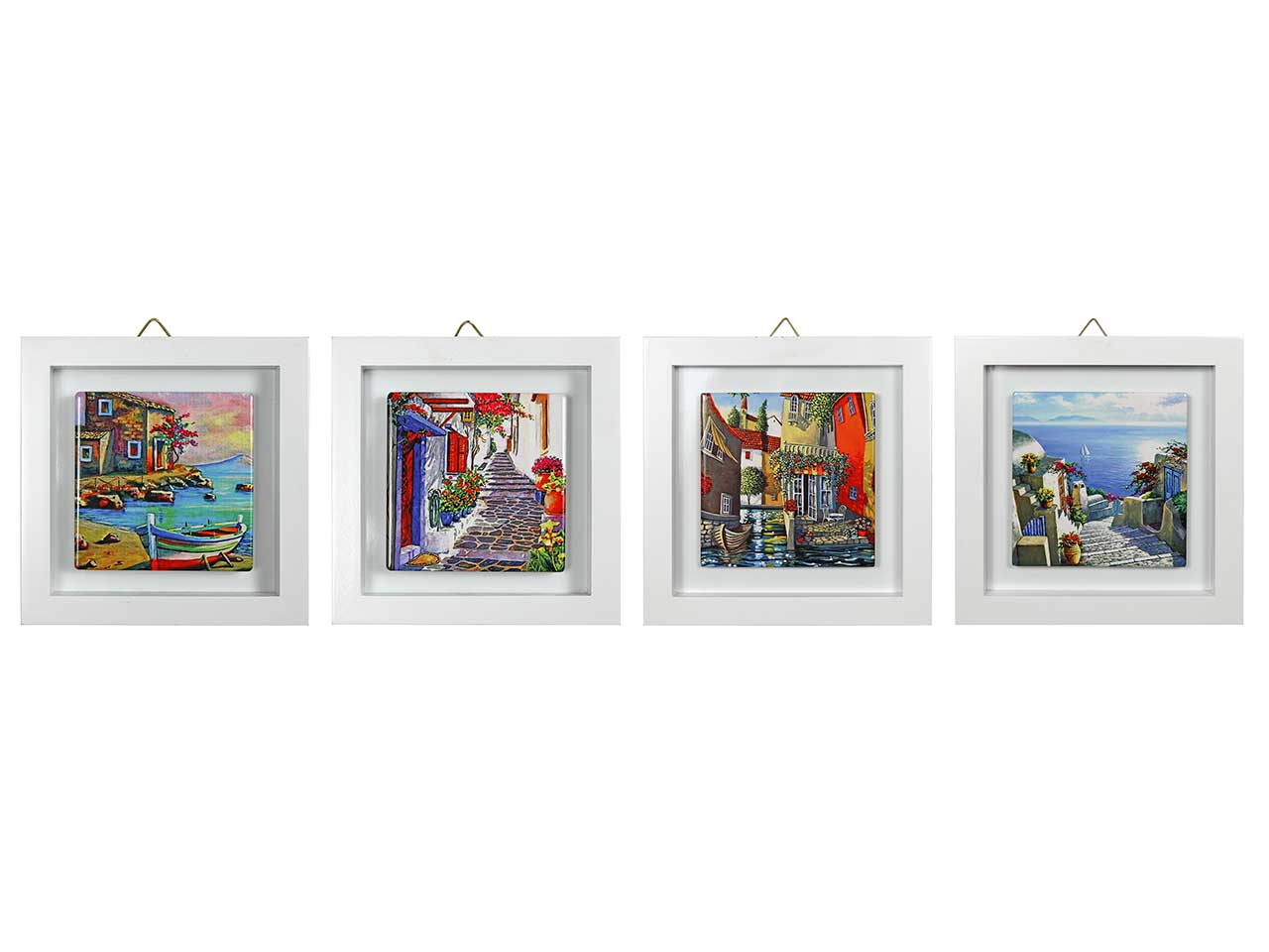 Quadro in mdf e ceramica decorazione paesaggi misura 25x2x25cm