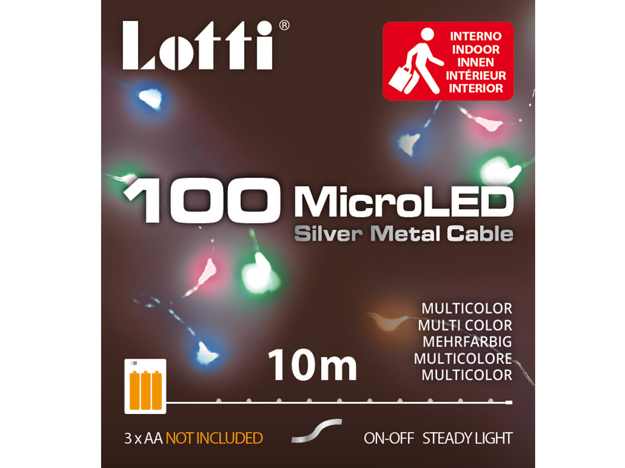 Luci in filo metallico a batteria multicolor in metallo 100 mini led luce fissa uso interno filo argento a batteria