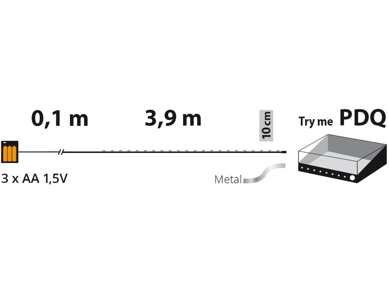 Filo metallo argento 4mt con 40micro led bianco freddo luce fissa a batteria 3xAA1,5V non incluse