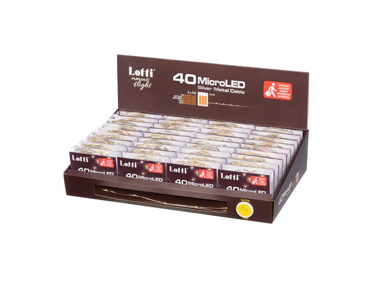 Catena di luci lineare 40 microled multicolor luce fissa misura 4mt